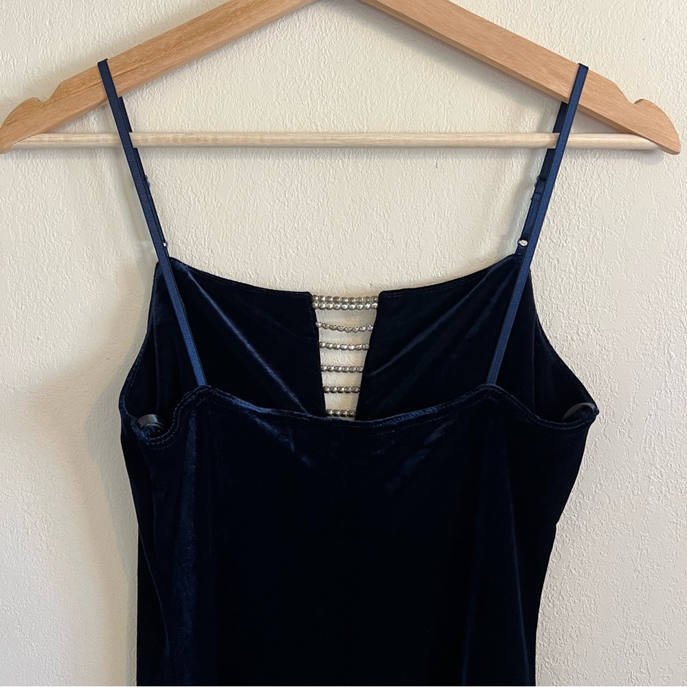 Vintage 90’s Dark Blue Velvet Maxi Dress - Picture 9 of 13